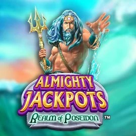 Almighty Jackpots – Realm of Poseidon slot logo by Novomatic at Rainbet Casino